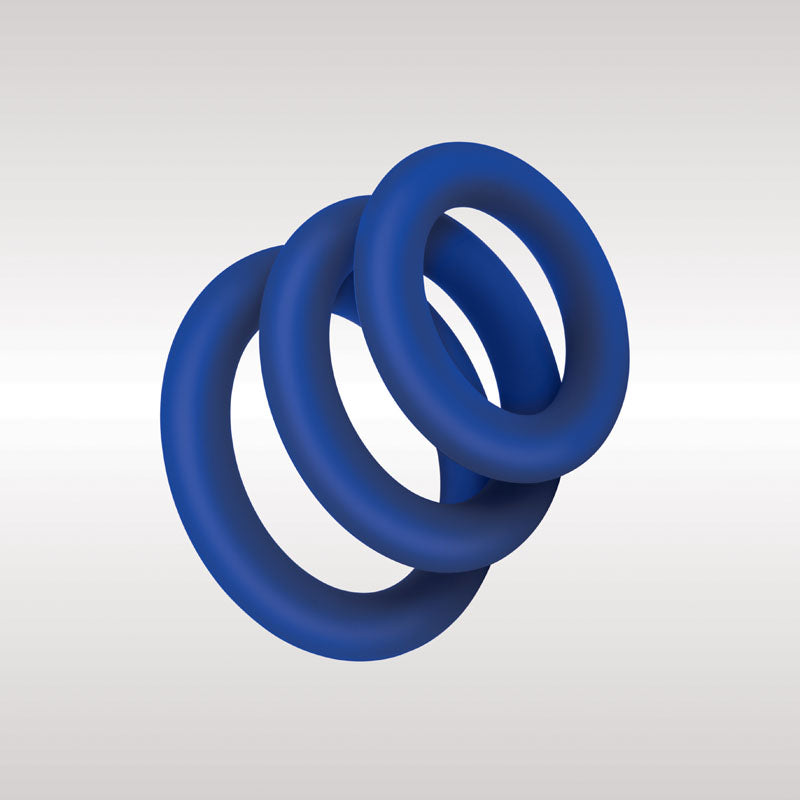 Zolo Extra Thick Silicone Cock Rings 3-Pack - Blue Thick Cock Rings - Set of 3 Sizes-ZO-6036
