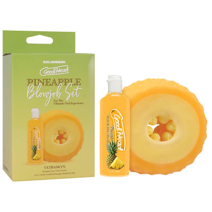 GoodHead Pineapple Blowjob Set - Pineapple Stroker with Pineapple Flavoured Lubricant 30 ml Bottle - 0682-41-BX