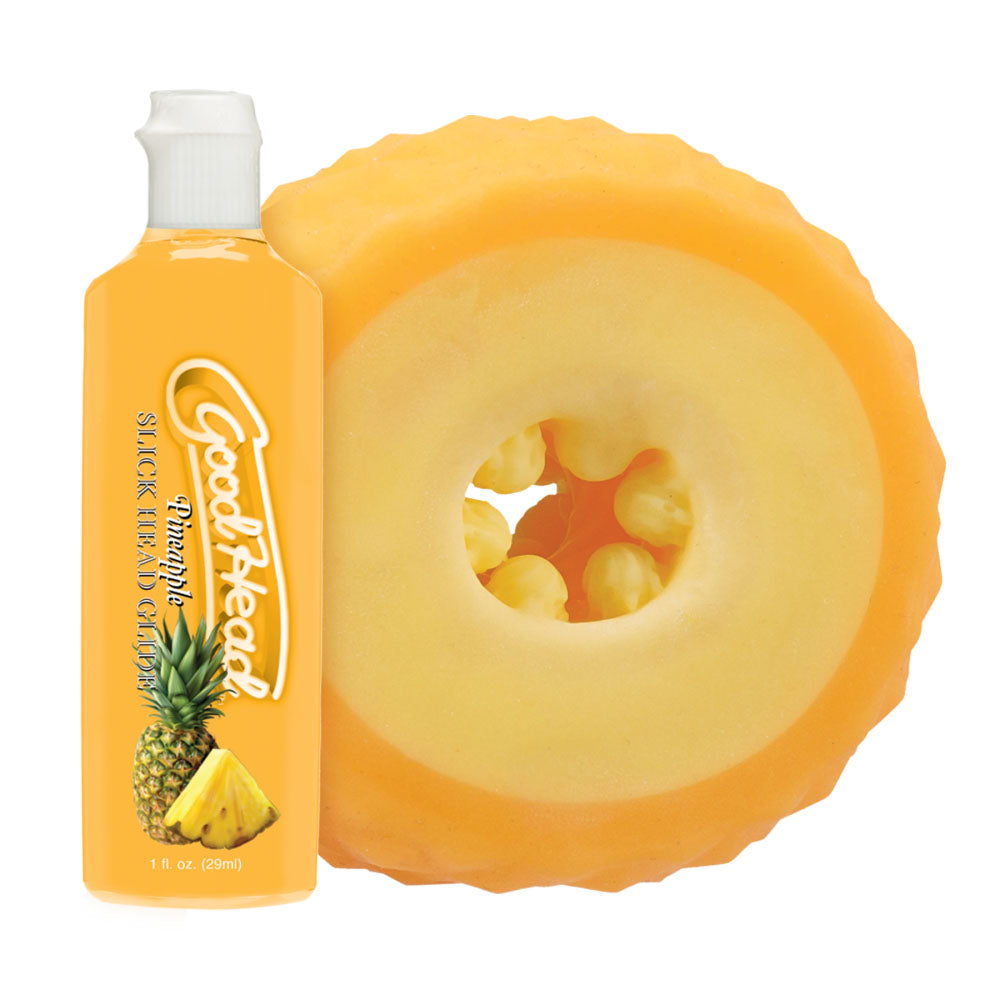 GoodHead Pineapple Blowjob Set - Pineapple Stroker with Pineapple Flavoured Lubricant 30 ml Bottle - 0682-41-BX