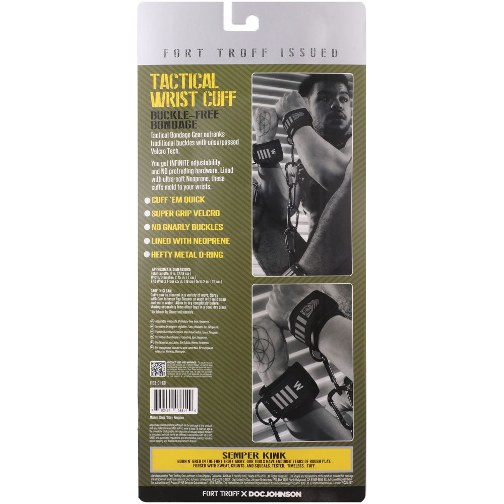 Fort Troff - Tactical Wrist Cuffs - Black/Green Restraints-1103-01-CD