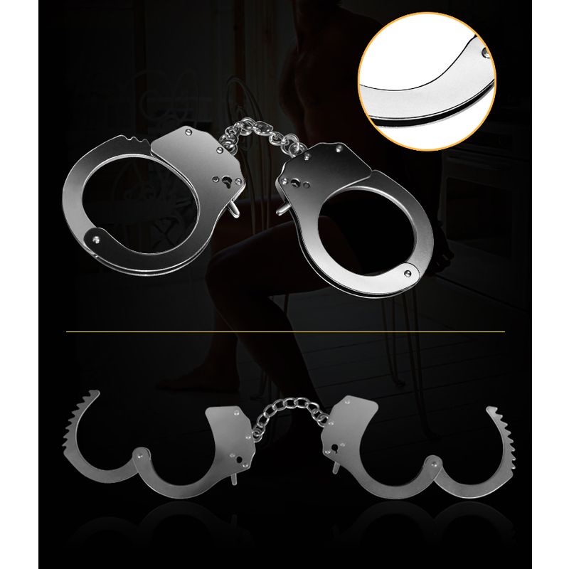 Fetish Pleasure Metal Hand Cuffs Silver-LV1503