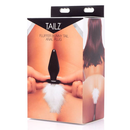 White Fluffer Bunny Tail Glass Anal Plug-AE271