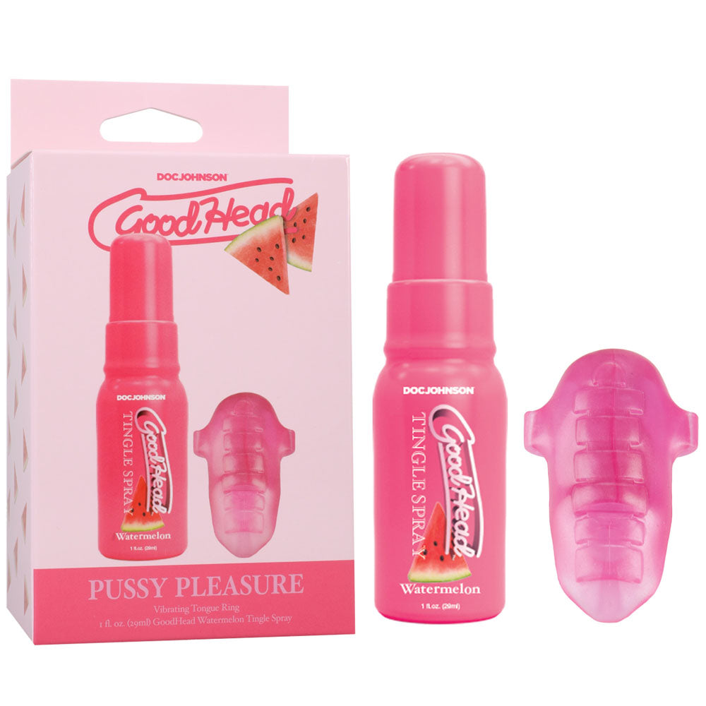 GoodHead Pussy Pleasure Party Kit - Watermelon GoodHead Tingle Spray and Vibrating Tongue Ring-1363-23-BX