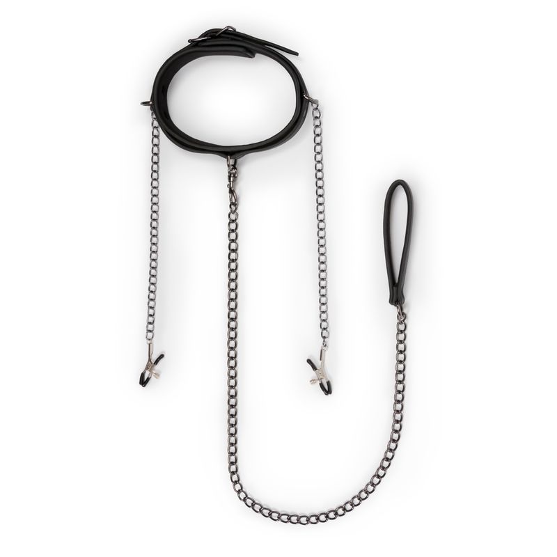 Collar With Nipple Chains-ET280BLK
