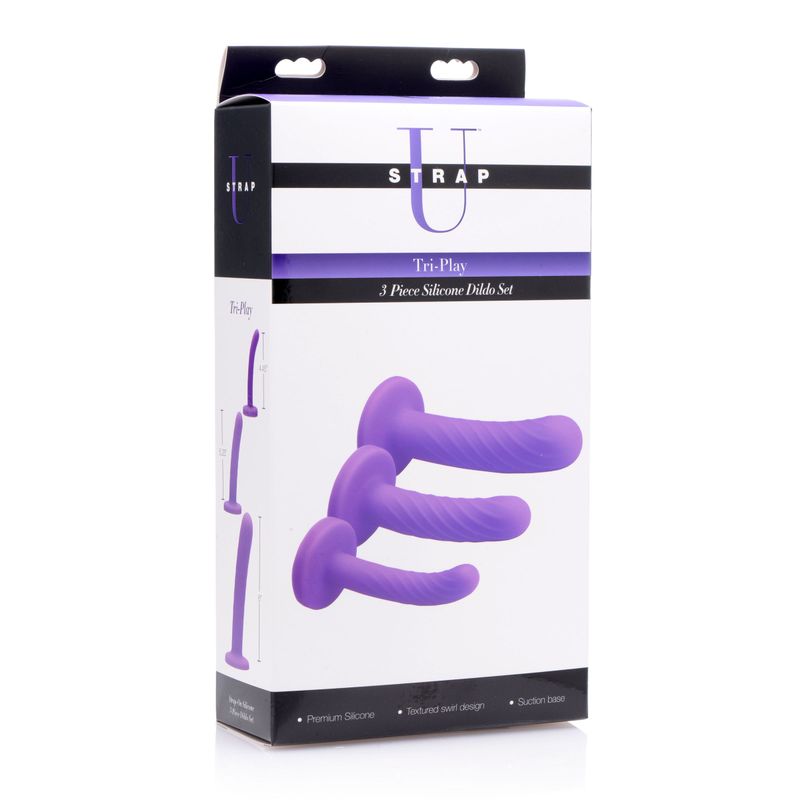Tri-Play 3 Pc Silicone Dildo Set-AF105-PPL
