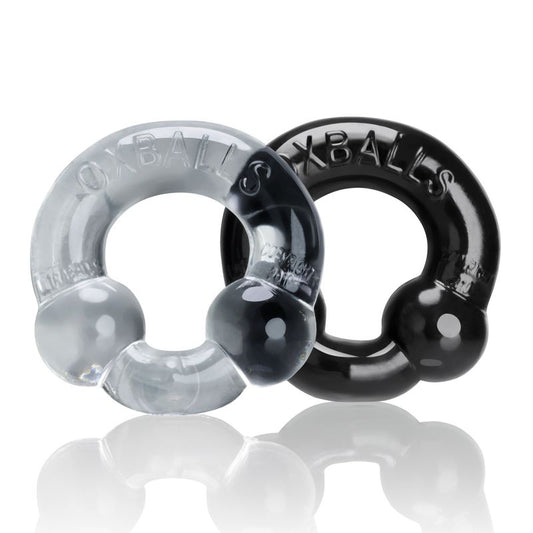 Ultraballs 2 Pk Cockring Black And Clear-OX-3010-BLK/CLR
