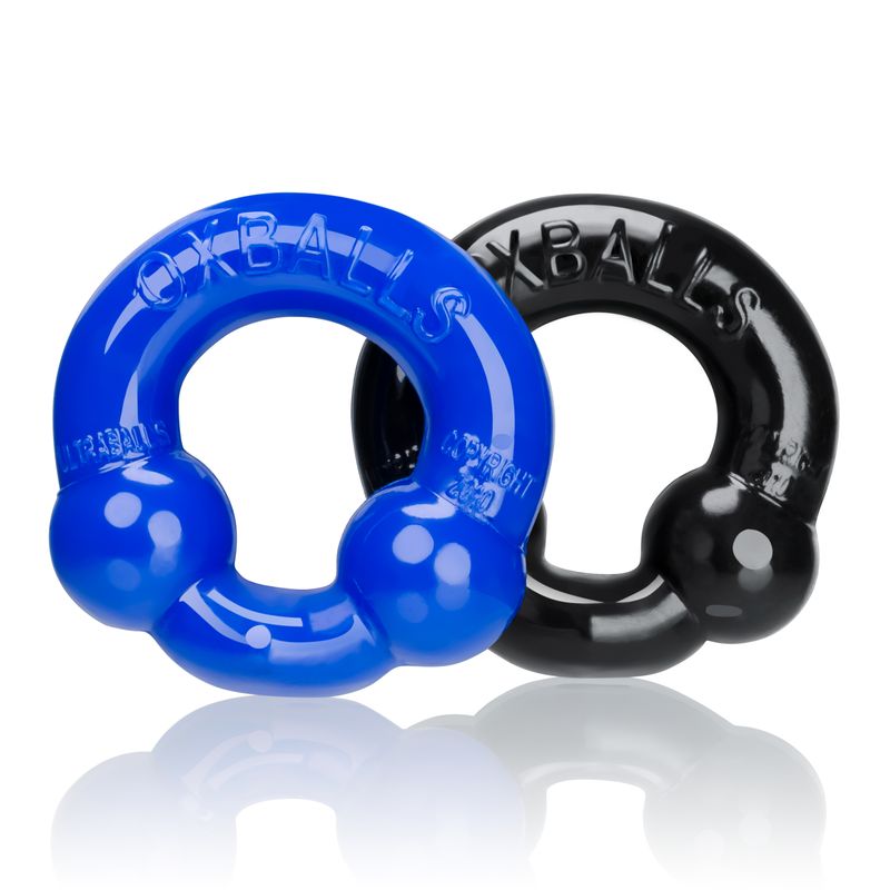 Ultraballs 2 Pk Cockring Black And Police Blue-OX-3010-BLK/PLC