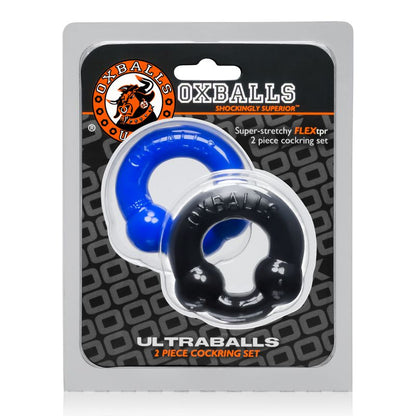 Ultraballs 2 Pk Cockring Black And Police Blue-OX-3010-BLK/PLC