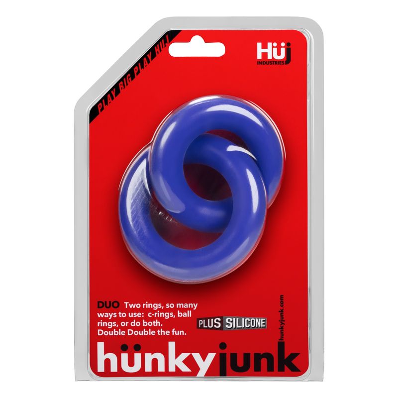 DUO Linked Cock/Ball Rings by Hunkyjunk Cobalt-HUJ-104-CBL