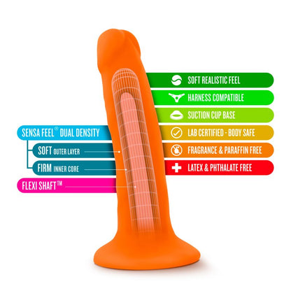 Neo Dual Density Cock 6in Neon Orange-BL-59519