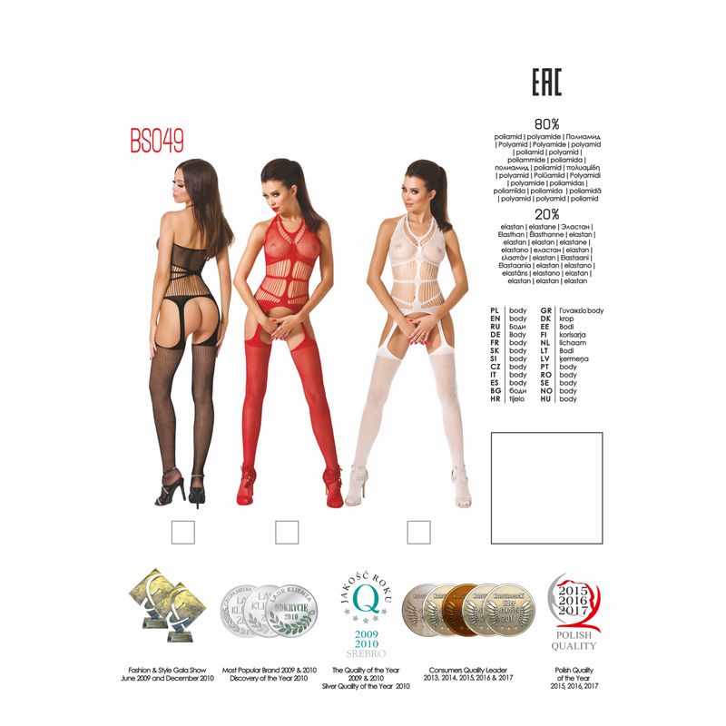 Bodystocking BS049 White-BS049-WHT-OS