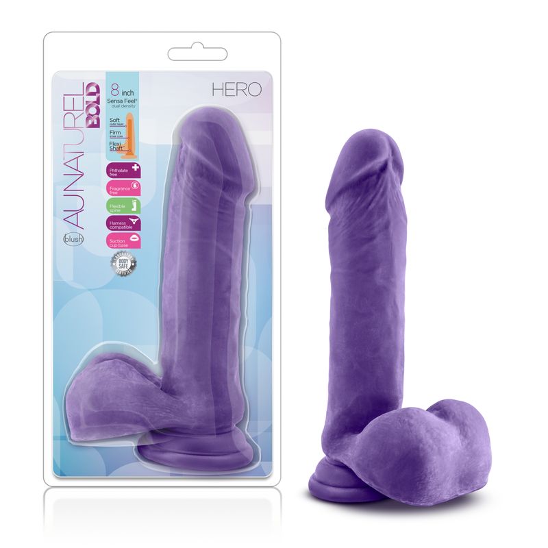 Au Naturel Bold Hero 8in Dildo Purple-BL-36461
