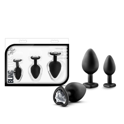 Luxe Bling Plugs Training Kit Black With Clear Gems-BL-395835