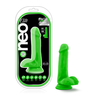 Neo Elite 6in Silicone Dual Density Cock with Balls Neon Green-BL-82422