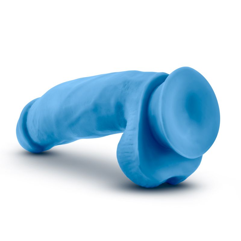 Neo Elite 7in Silicone Dual Density Cock with Balls Neon Blue-BL-82302