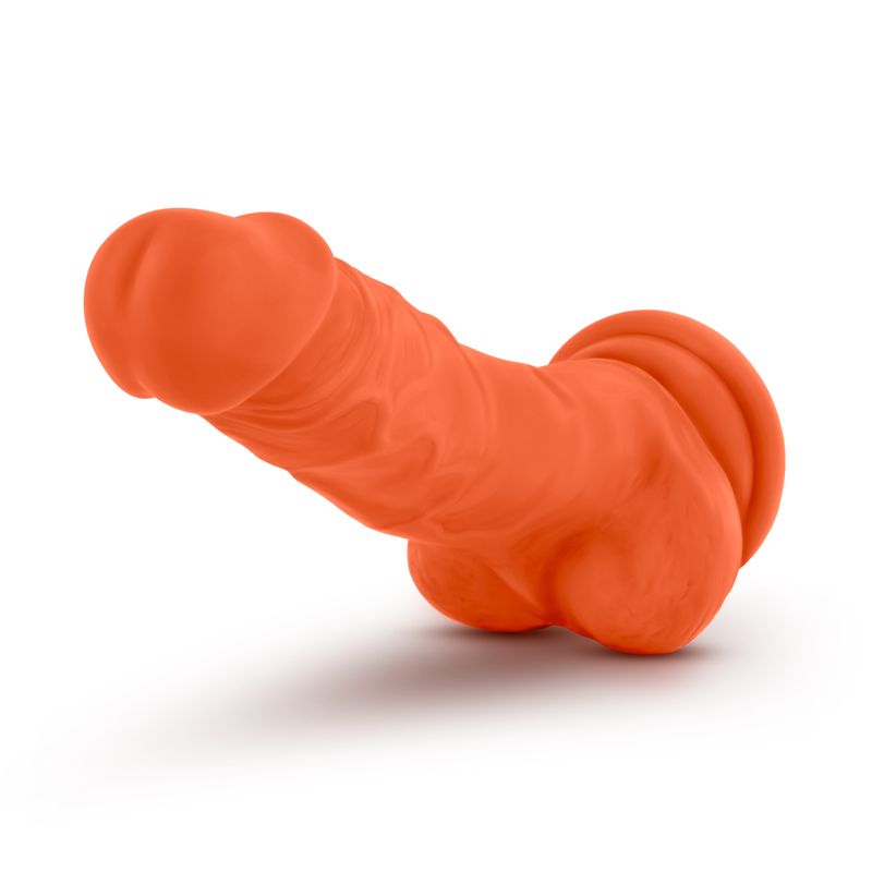 Neo Elite 7.5in Silicone Dual Density Cock with Balls Neon Orange-BL-82119