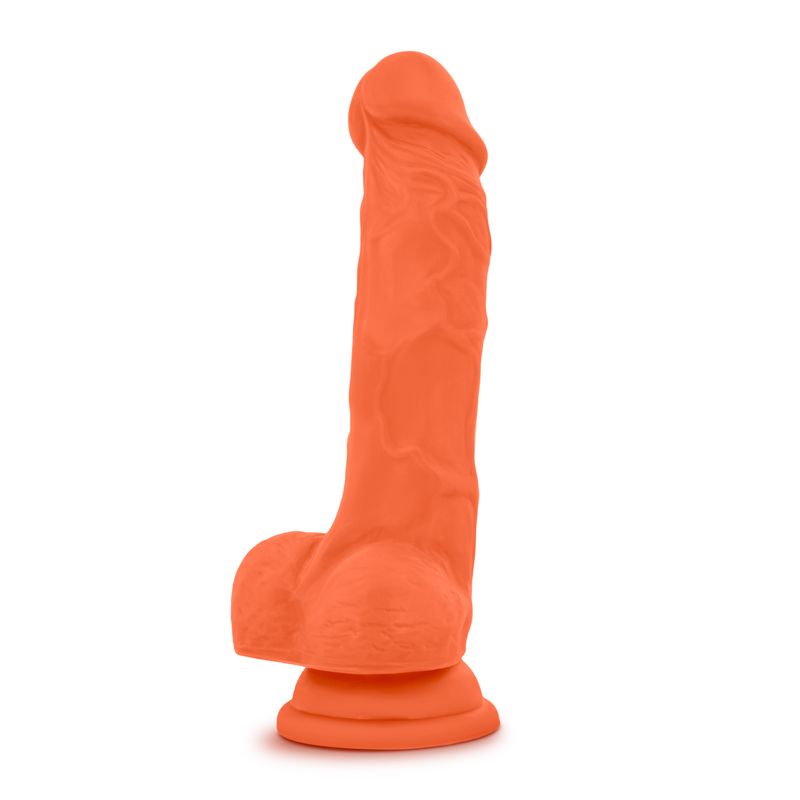 Neo Elite 7.5in Silicone Dual Density Cock with Balls Neon Orange-BL-82119