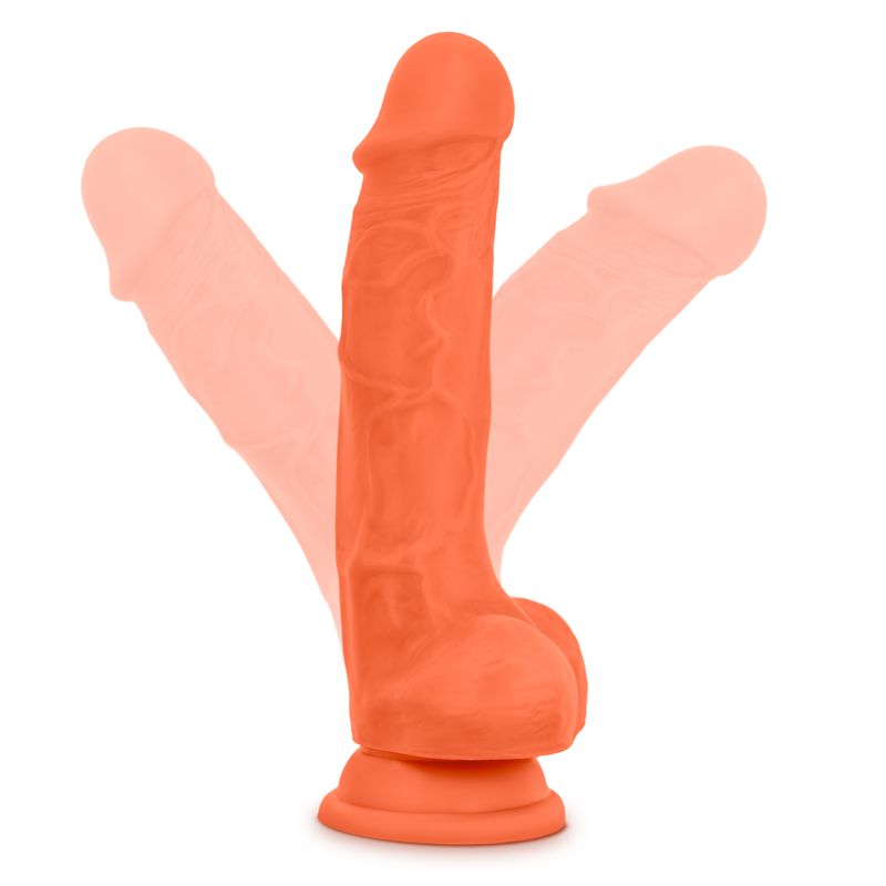 Neo Elite 7.5in Silicone Dual Density Cock with Balls Neon Orange-BL-82119