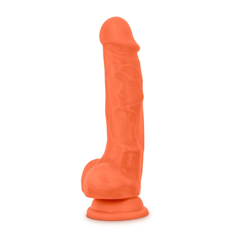 Neo Elite 7.5in Silicone Dual Density Cock with Balls Neon Orange-BL-82119