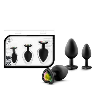 Luxe Bling Plugs Training Kit Black With Rainbow Gems-BL-395815
