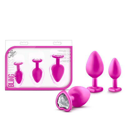 Luxe Bling Plugs Training Kit Pink With White Gems-BL-395830
