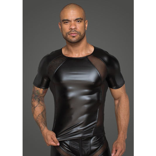 Power Wetlook Men T-shirt With 3D Net-H056-BLK-S