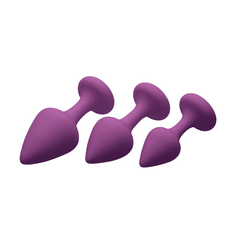 Purple Pleasures 3 Pc Silicone Anal Plugs-AF248