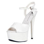White Platform Sandal w Quick Release Strap 6in Heel-LS-10-7W
