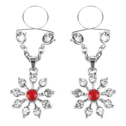 Ruby and Diamond Star Nipple Jewellery-PK-301-RED