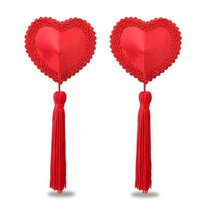 Reusable Red Heart Tassels Nipple Pasties-LV-763011-RED