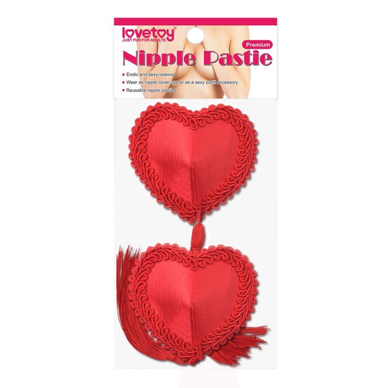 Reusable Red Heart Tassels Nipple Pasties-LV-763011-RED