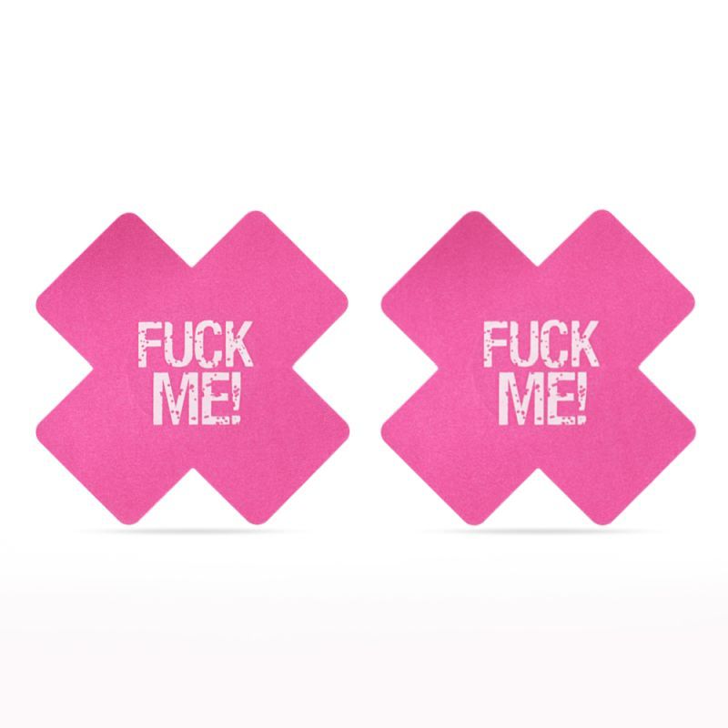 FUCK ME Cross Pattern Nipple Pasties Twin Pk-LV-763008-BK/PNK