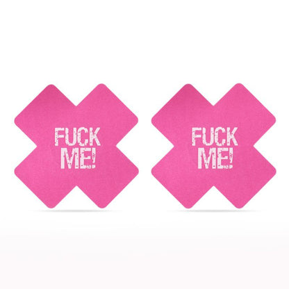 FUCK ME Cross Pattern Nipple Pasties Twin Pk-LV-763008-BK/PNK
