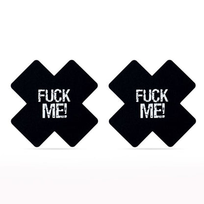 FUCK ME Cross Pattern Nipple Pasties Twin Pk-LV-763008-BK/PNK