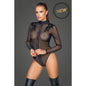 Zipped Tulle Bodysuit w Embroidery-F221-M