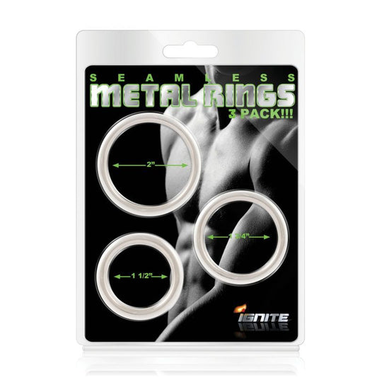 Seamless Metal Cock Ring 3 Pc Set-SI-95059