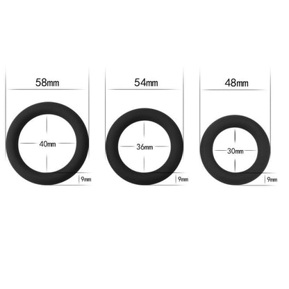 Silicone 3 Pc Cock Ring Set-LV443001-BLK