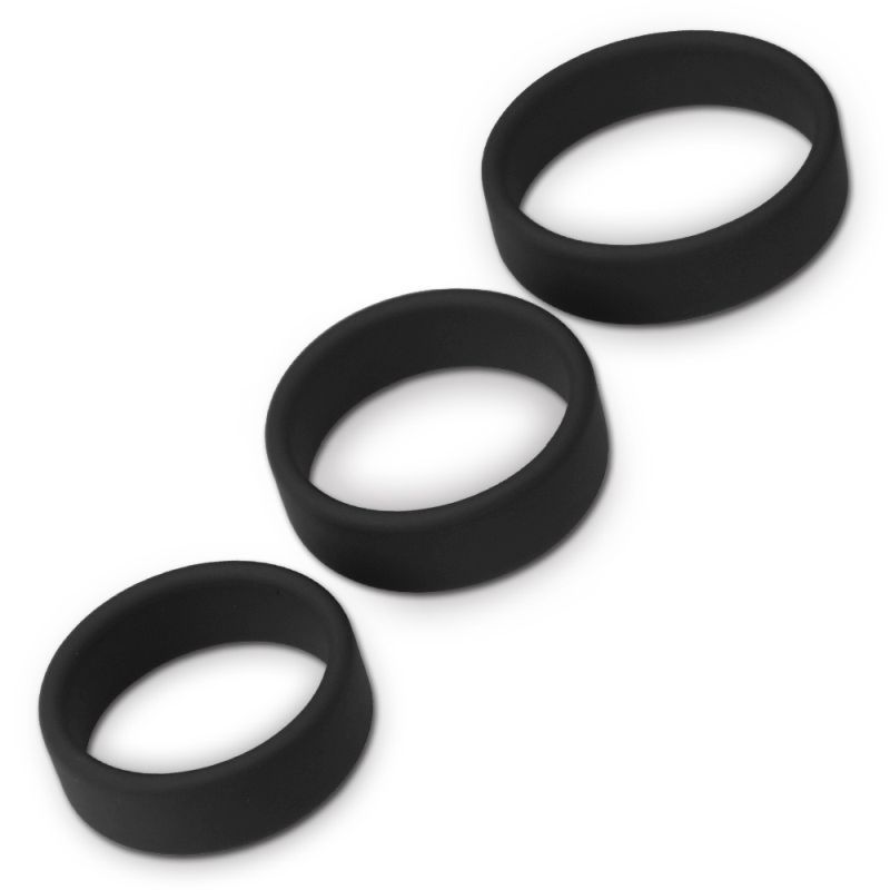 Silicone 3 Pc Pro Cock Ring Set-LV443002-BLK