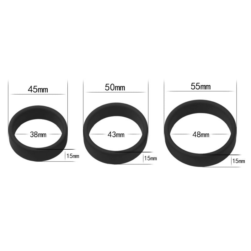 Silicone 3 Pc Pro Cock Ring Set-LV443002-BLK