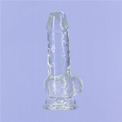 Crystal Dildo w Balls 6in Clear-861-20