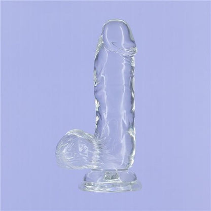 Crystal Dildo w Balls 6in Clear-861-20