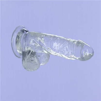 Crystal Dildo w Balls 6in Clear-861-20