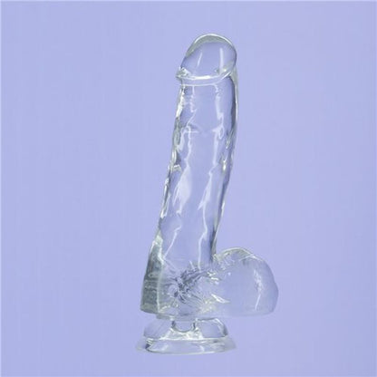 Crystal Dildo w Balls 8in Clear-863-20