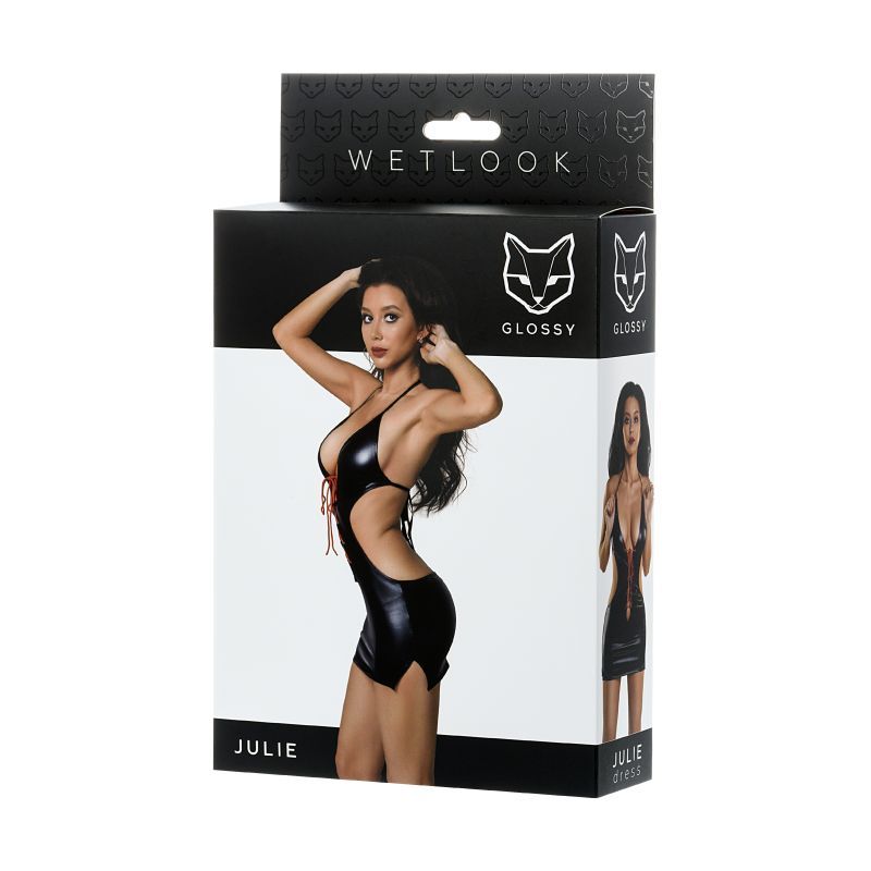 Glossy Dress Wetlook w Red Laces Julie-955014-XL