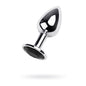 Silver Metal Anal Plug w Black Gem Small-717001-5