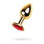 Gold Metal Anal Plug w Red Ruby Gem Small-717004-9