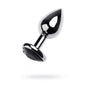 Silver Metal Anal Plug w Black Tourmaline Heart Gem Small-717013-5
