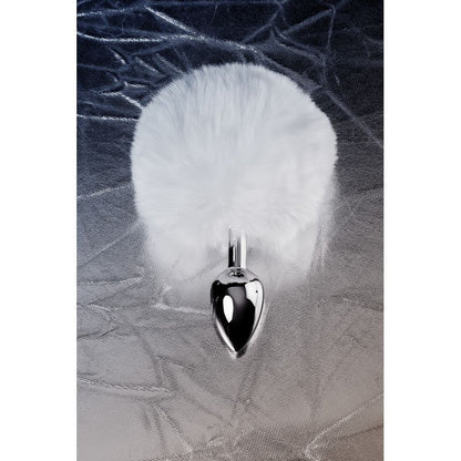 Silver Metal Anal Plug Small w White Tail-712025-10