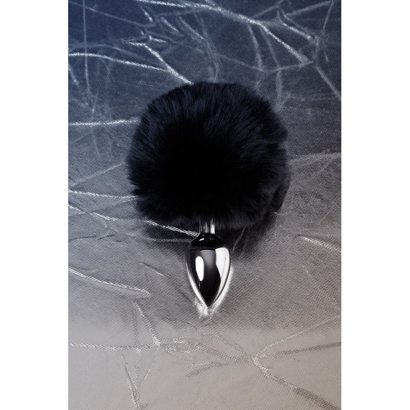 Silver Metal Anal Plug Small w Black Tail-712025-5