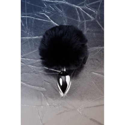 Silver Metal Anal Plug Small w Black Tail-712025-5